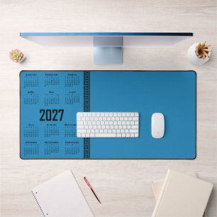Calendrier 2027, Frise grecque, Noir sur bleu cosm