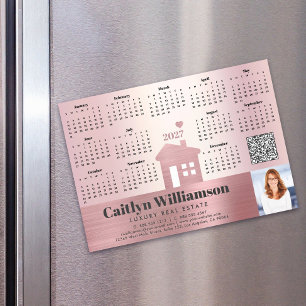 Calendrier 2027 Rose Magnet Code QR Photo Agent Im