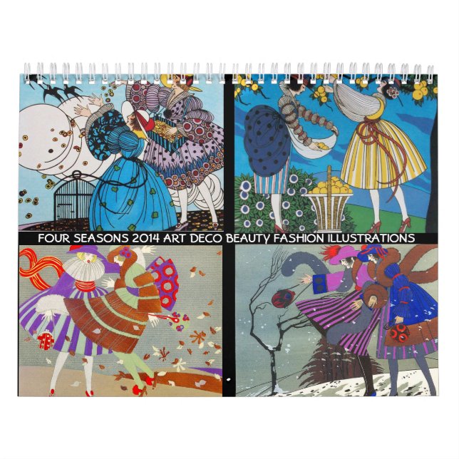 CALENDRIER 4 SAISONS 2014 ARTDECO BEAUTY MODE ILLUSTRATION (Protection)