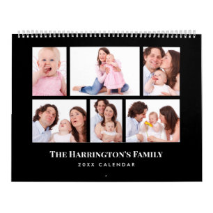 Calendrier 6 Sections Famille Photo Minimaliste Cadres Noirs