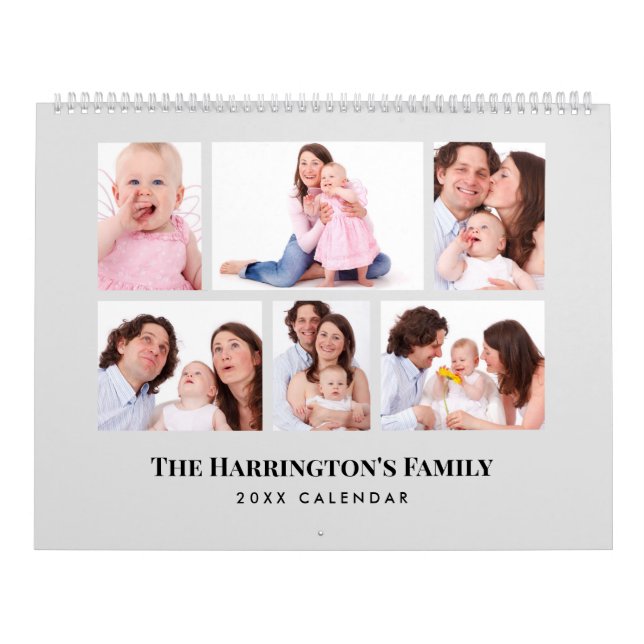 Calendrier 6 Sections Photos Familiales Cadres Gris Minimalis (Protection)