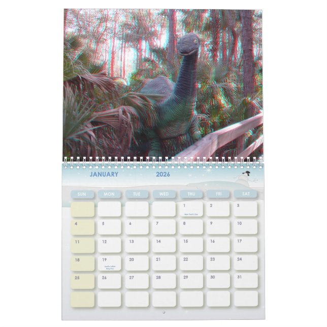 calendrier à trois dimensions de photo d'anaglyphe (Jan 2026)