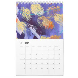 Calendrier Abstrait à Page Unique Brushstrokes