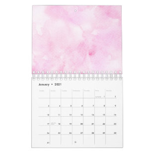 Calendrier Abstrait Aquarelle Rose Couleur Mixte Coloré