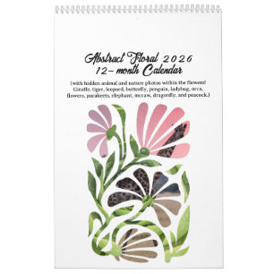 Calendrier Abstrait Boho Botanique Nature 2026 12 mois