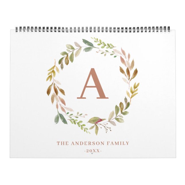 Calendrier Accueil est notre heureux endroit aquarelle feuill (Protection)