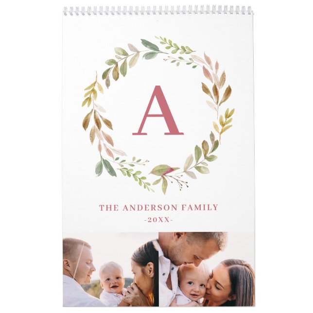 Calendrier Accueil est notre heureux endroit aquarelle feuill (Protection)