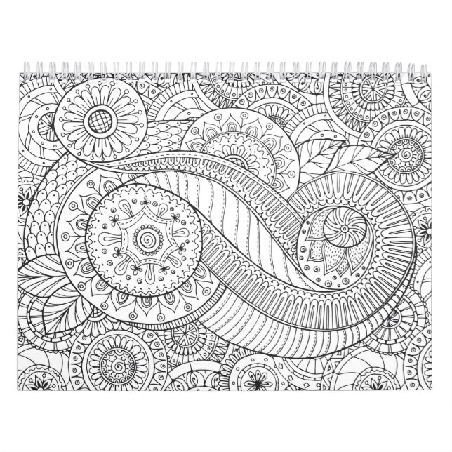 calendrier adulte floral abstrait de coloration (Protection)