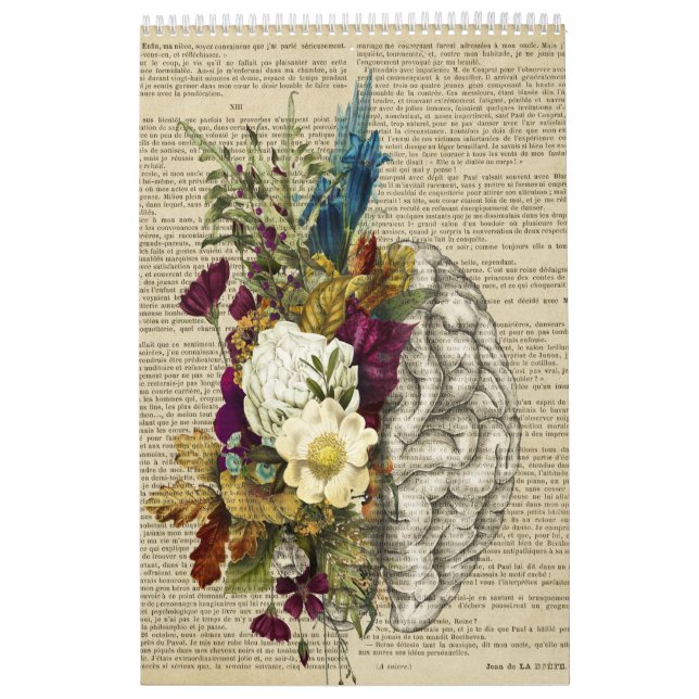 Calendrier affiche d'anatomie du cerveau floral médical (Protection)