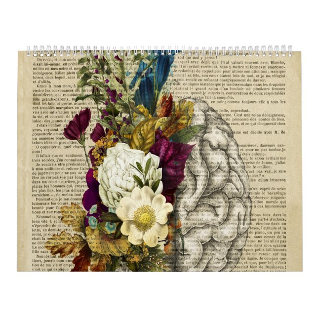 Calendrier affiche d'anatomie du cerveau floral médical (Protection)