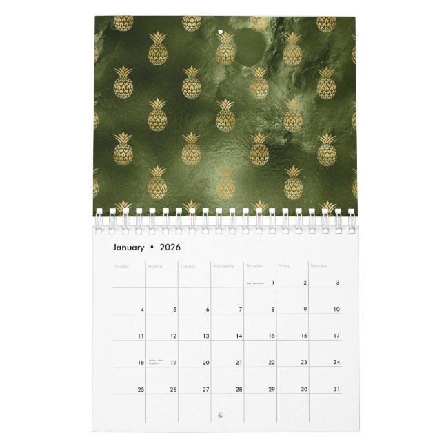 Calendrier Aiguille jaune vert de la jungle Fruit tropical (Jan 2026)