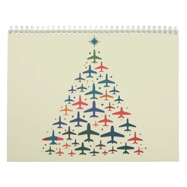 Calendrier Airplane Christmas Tree Retro Pilot Flying Flight  (Protection)