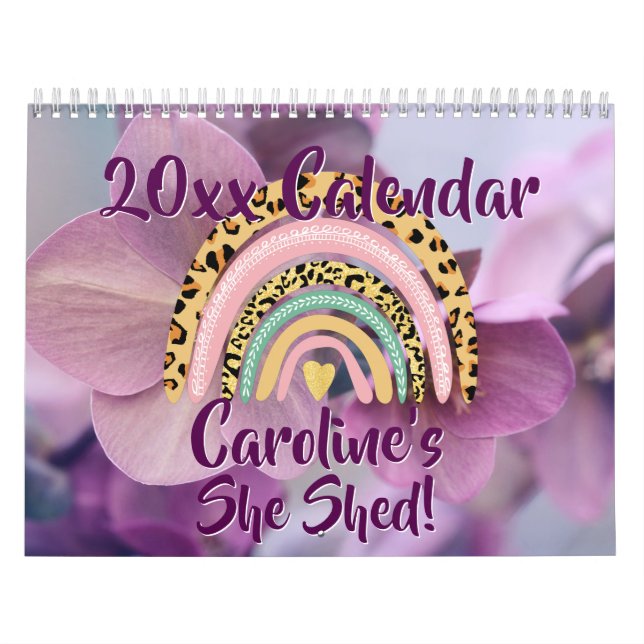 Calendrier Ajouter le nom Elle Shed Leopard Rainbow Floral 20 (Protection)