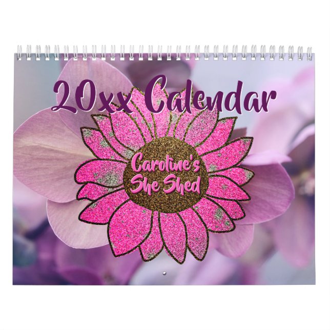 Calendrier Ajouter un nom Changer le texte Elle Shed Pink Sun (Protection)