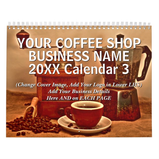 Calendrier Ajouter Votre Boutique De Café Nom D'Entreprise Dé (Protection)