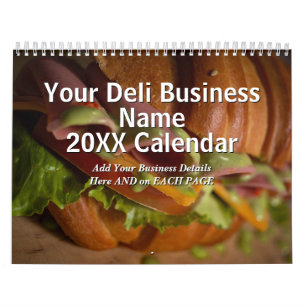 Calendrier Ajoutez vos détails de nom commercial Deli 20xx