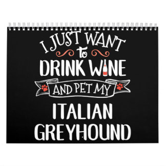 Calendrier Amateurs italiens de vin Greyhound et propriétaire