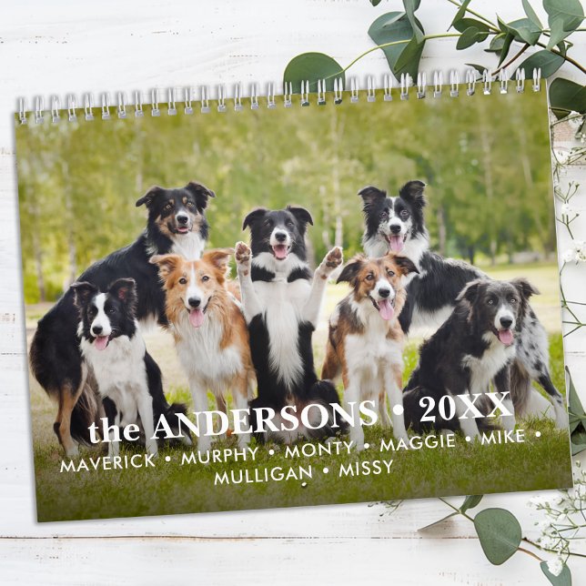 Calendrier Amoureux de les chiens personnalisés Famille Perso (Créateur téléchargé)