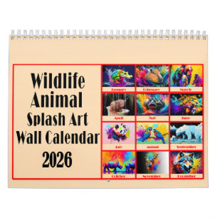 Calendrier Amoureux des animaux sauvages - Art Splash couleur