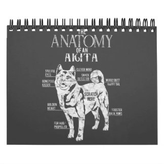 Calendrier Amoureux des chiens Akita| Cool Akita Anatomy Clos