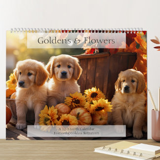 Calendrier Amoureux des chiens de trésors et de fleurs d'or