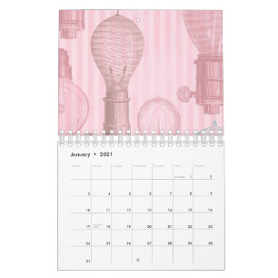 Calendrier Amoureux rétro amoureux des ampoules roses Vintag