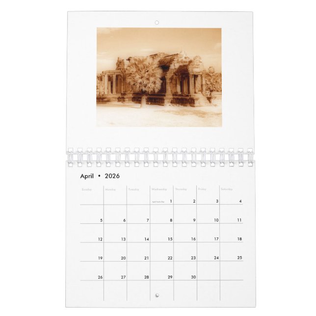Calendrier Angkor Wat Sepia 2022 (Apr 2026)