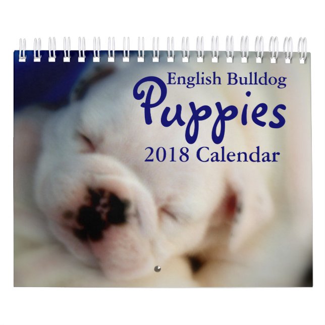 Calendrier anglais des chiots 2018 de bouledogue (Protection)