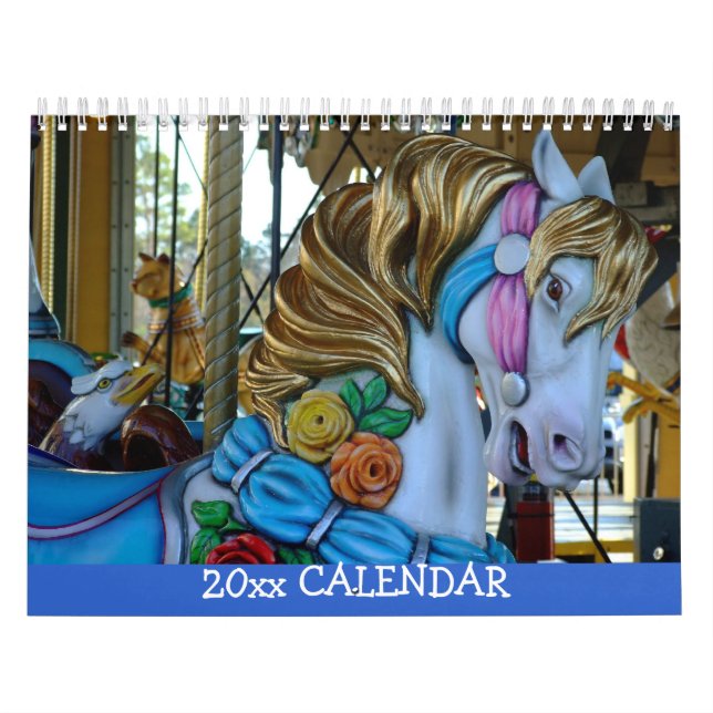 Calendrier Animaux carrousels, Chat Horse Grenouille coq (Protection)