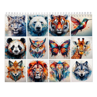 Calendrier Animaux d'aquarelle Abstraits