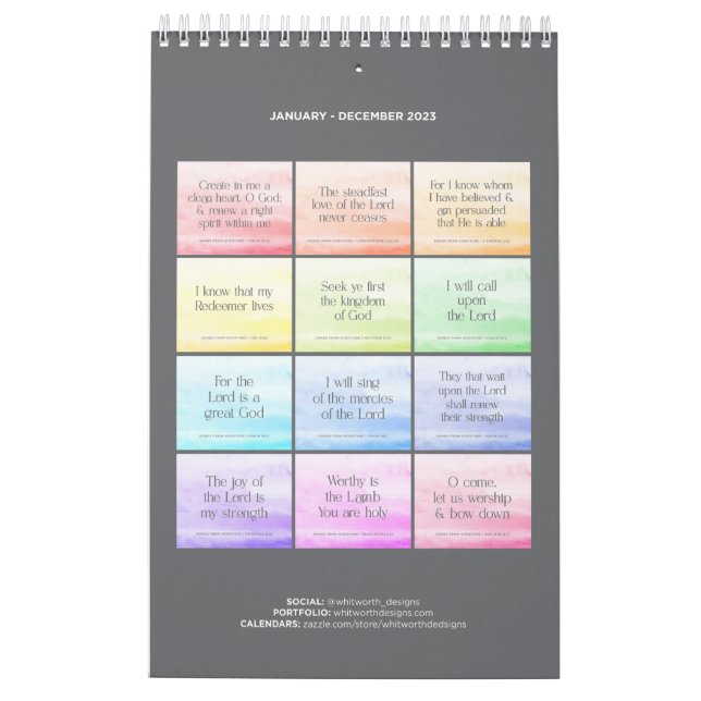 Calendrier Annuaires de couplets bibliques 2023 (Dos)