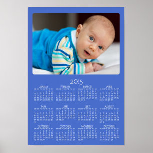 Calendrier annuel 2015 sur poster bleu personnalis