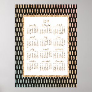 Calendrier annuel 2017 Poster Noir 45x60