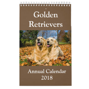Calendrier annuel 2018 de golden retriever