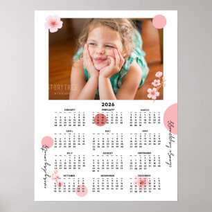 Calendrier annuel 2026 Photo Jolie Affiche Florale