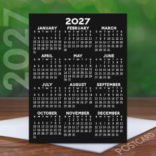 Calendrier annuel 2027 - Carte postale minimale de