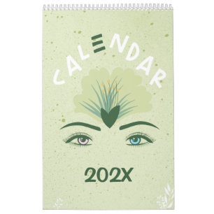 Calendrier annuel des yeux de fleurs vertes