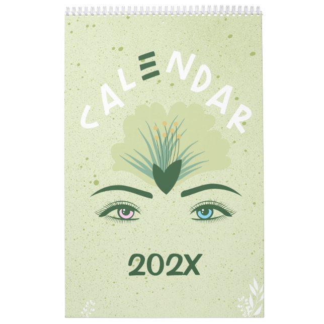 Calendrier annuel des yeux de fleurs vertes (Protection)