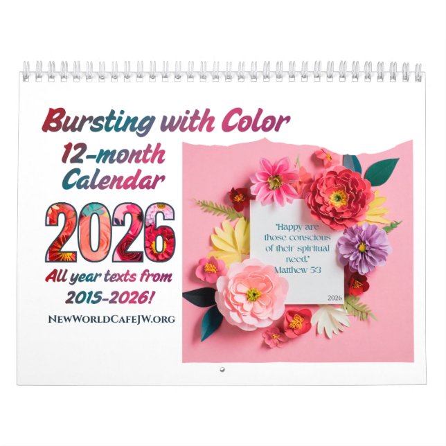 Calendrier annuel JW 2026 - Éclatant de couleurs ! (Protection)