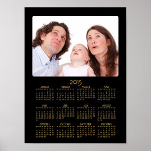 Calendrier annuel personnalisé Poster Noir 2015