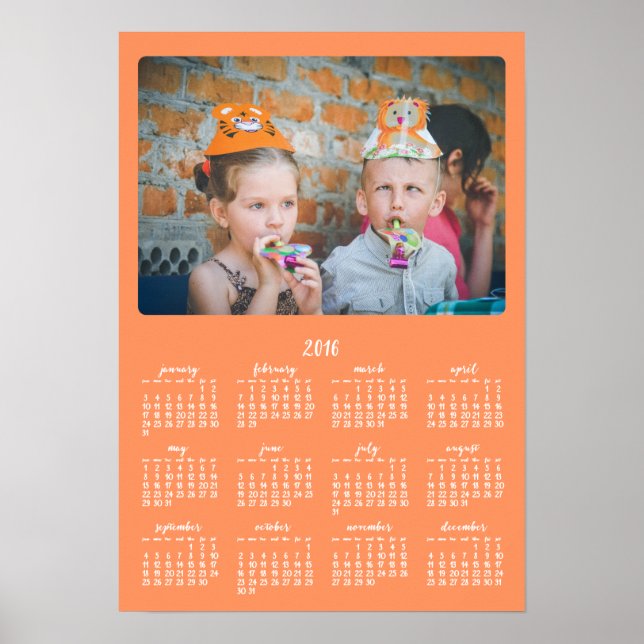 Calendrier annuel personnalisé poster Orange 2016 (Devant)