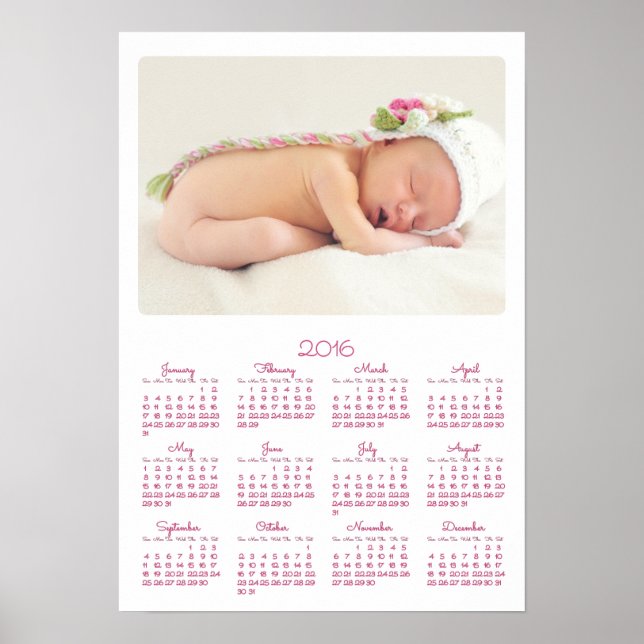 Calendrier annuel personnalisé sur poster blanc 20 (Devant)
