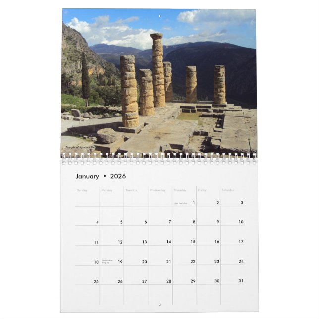 Calendrier Antiquités grecques (Jan 2026)