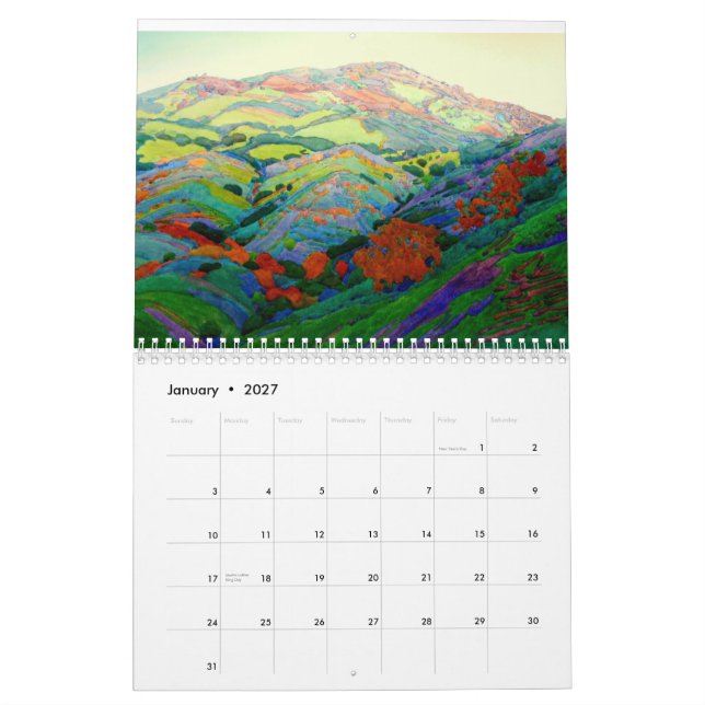 Calendrier Après les aquarelles 2015 de Robin Purcell du feu (Jan 2027)