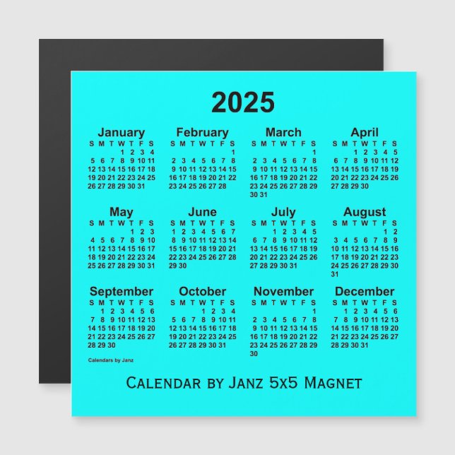 Calendrier Aqua 2025 par Janz 5x5 Magnet (Devant / Derrière)