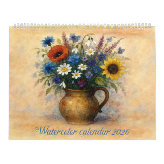 Calendrier aquarelle 2026 Jarre floral