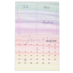 Calendrier Aquarelle arc-en-ciel - Trucs de pinceau Planifica