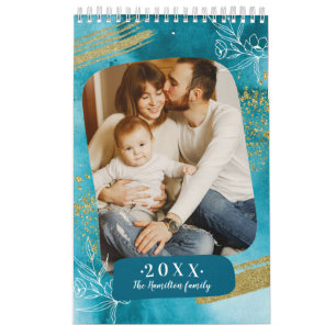 Calendrier Aquarelle Chic Photo Personnalisée 2022 Famille