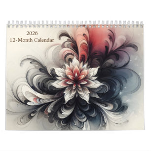 Calendrier Aquarelle dynamique psychédélique Art Abstrait 202