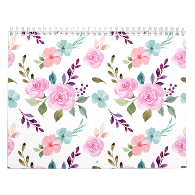 Calendrier Aquarelle rose (Protection)